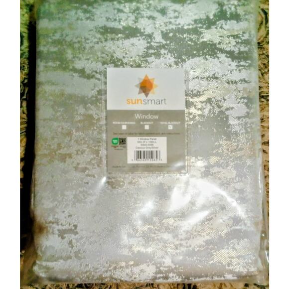 Sun Smart Cassius Jacquard Total Blackout Window Panel Grey / Sliver - Picture 7 of 8